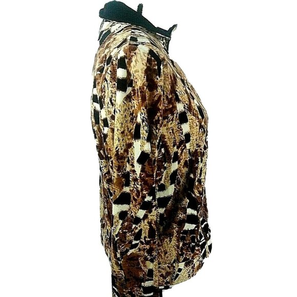 Y2k Track Athleisure Jacket Top Size Medium Soft Plush Brown Black Granny Sleek - Picture 6 of 9